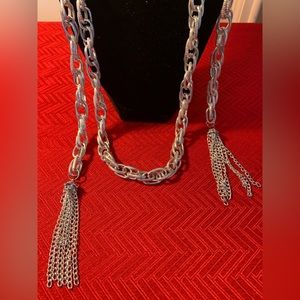Silver Tone Extra Length Wrap Chain Necklace Earrings Set @Paparazzi! New w/Tag!